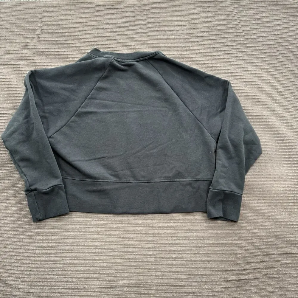 Nike Cropped Pullover Women Small Black‎ Cotton Nike Logo Graphic Gym Workout.
